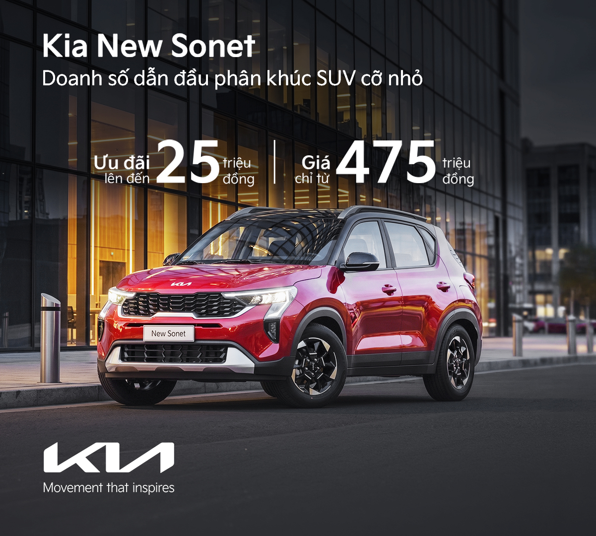 Kia Sonet - Mẫu SUV bán chạy hàng đầu phân khúc ưu đãi đặc biệt, giá chỉ từ 475 triệu đồng